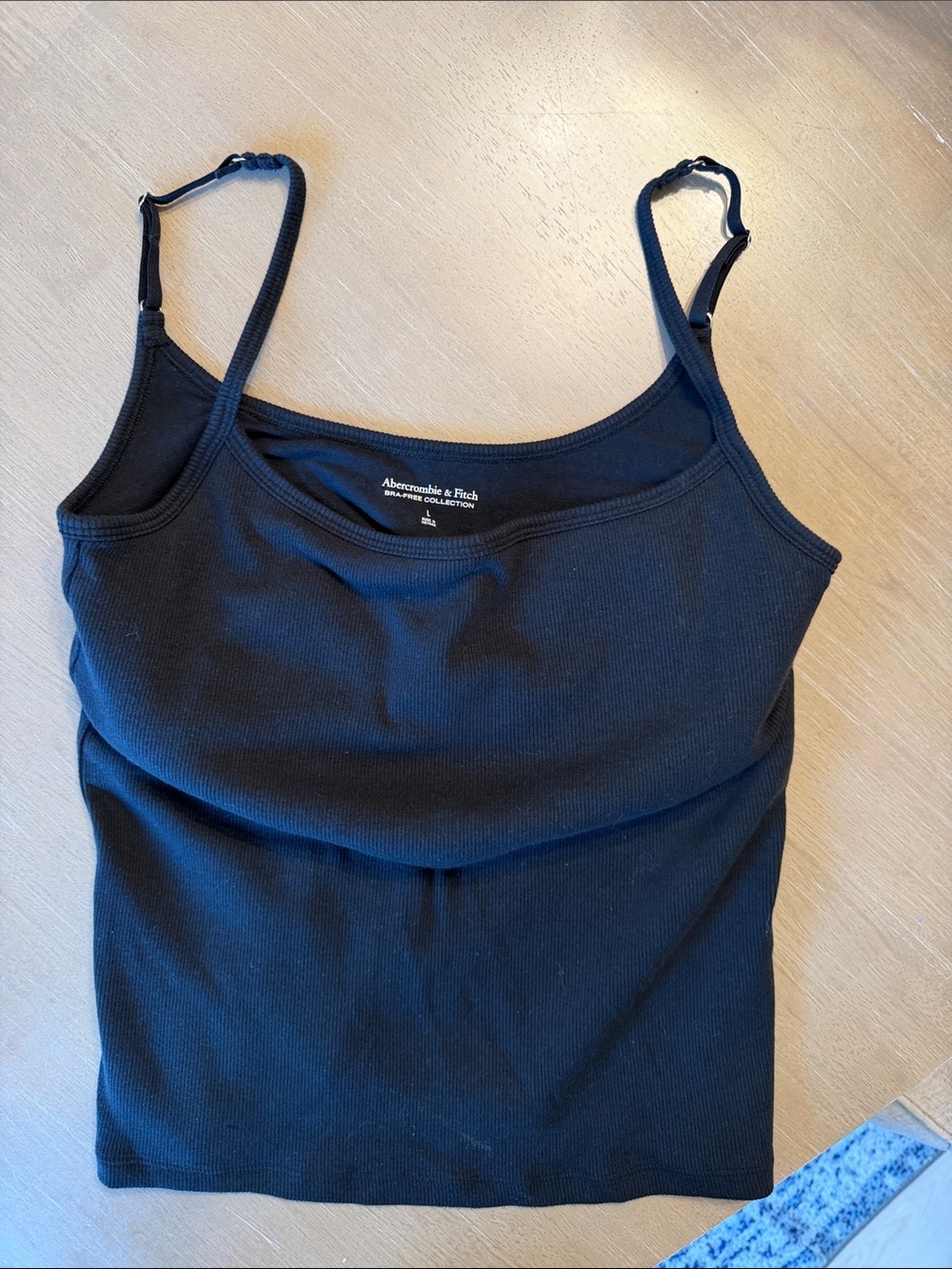 Abercrombie & Fitch Black Ribbed Spaghetti-Strap Bra Free Cami
